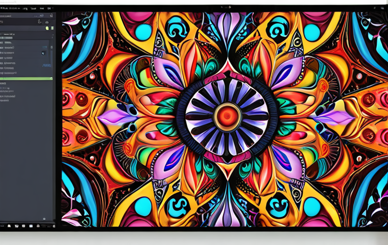 **AI Art Tool Midjourney:** A visually stunning and complex AI-generated artwork created with Midjourney, showcasing its capabilities in generating detailed and beautiful designs. Focus on abstract patterns, vibrant colors, and intricate details that highlight the tool's advanced features.